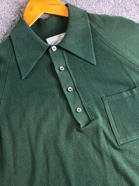 Vintage 1960s Glasgo Knit Polo Shirt Mens Medium Banlon Nylon Beatnik Atomic Mod